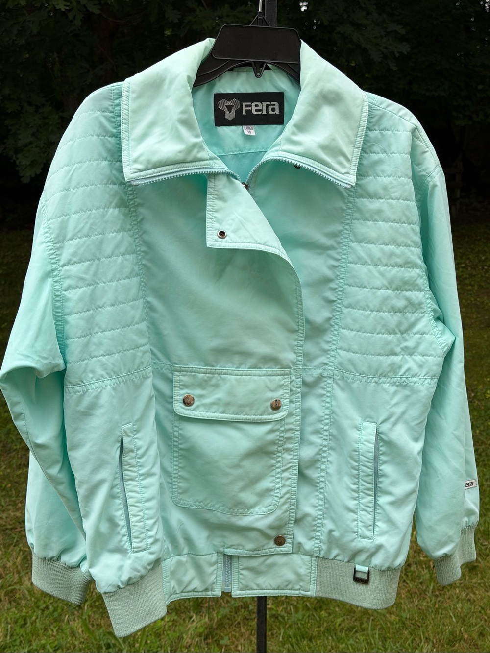 Vintage Fera Mint Green Lightweight Ski Jacket Size 10 Made in Hong Kong